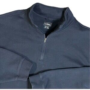 LL Bean Mens XL TALL Navy Blue 1/4 Zip Pullover Sweatshirt Long Sleeve Pockets